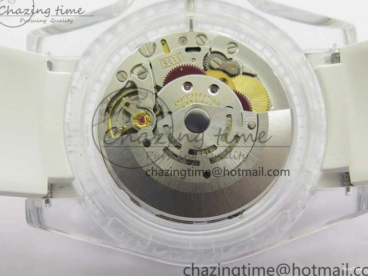 MiroTime 0123 Submariner Phantomlab Transparent KZF Best Edition Blue Fruit Dial on White Rubber Strap VR Classic 2563